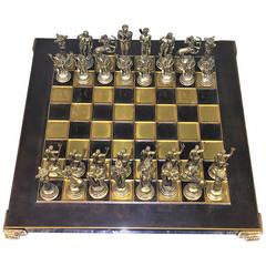 Vintage 1970s Greek Mythological Two-Tone Chess Set