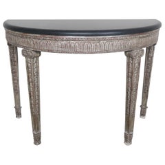 Italian Silver Gilt Console with Black Marble Top