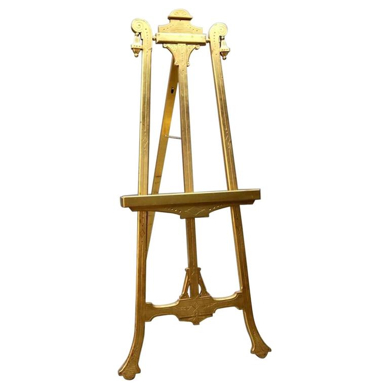 Oversized Victorian Eastlake Giltwood Adjustable Easel, circa 1870 at