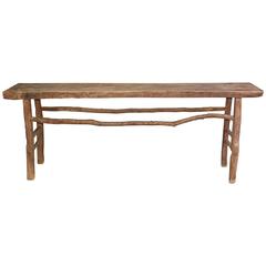 Rustic Organic Asian Teak Wood Console Table 7