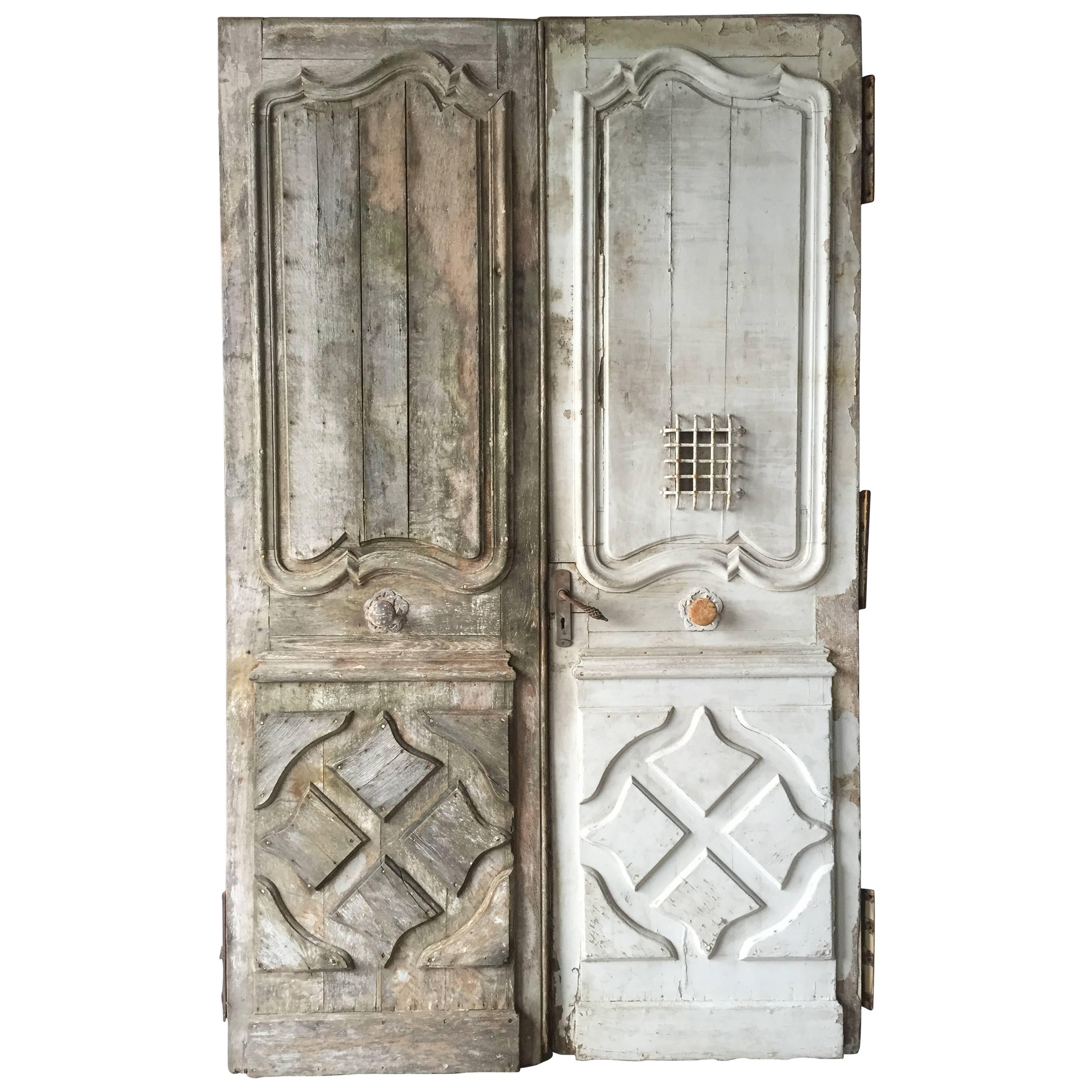 Original Chateaux Front Doors, Solid Oak Hand-Crafted, 18th Century, France