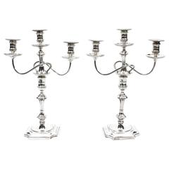 Antique Pair of Victorian Sterling Silver Three-Light Candelabra, 1896