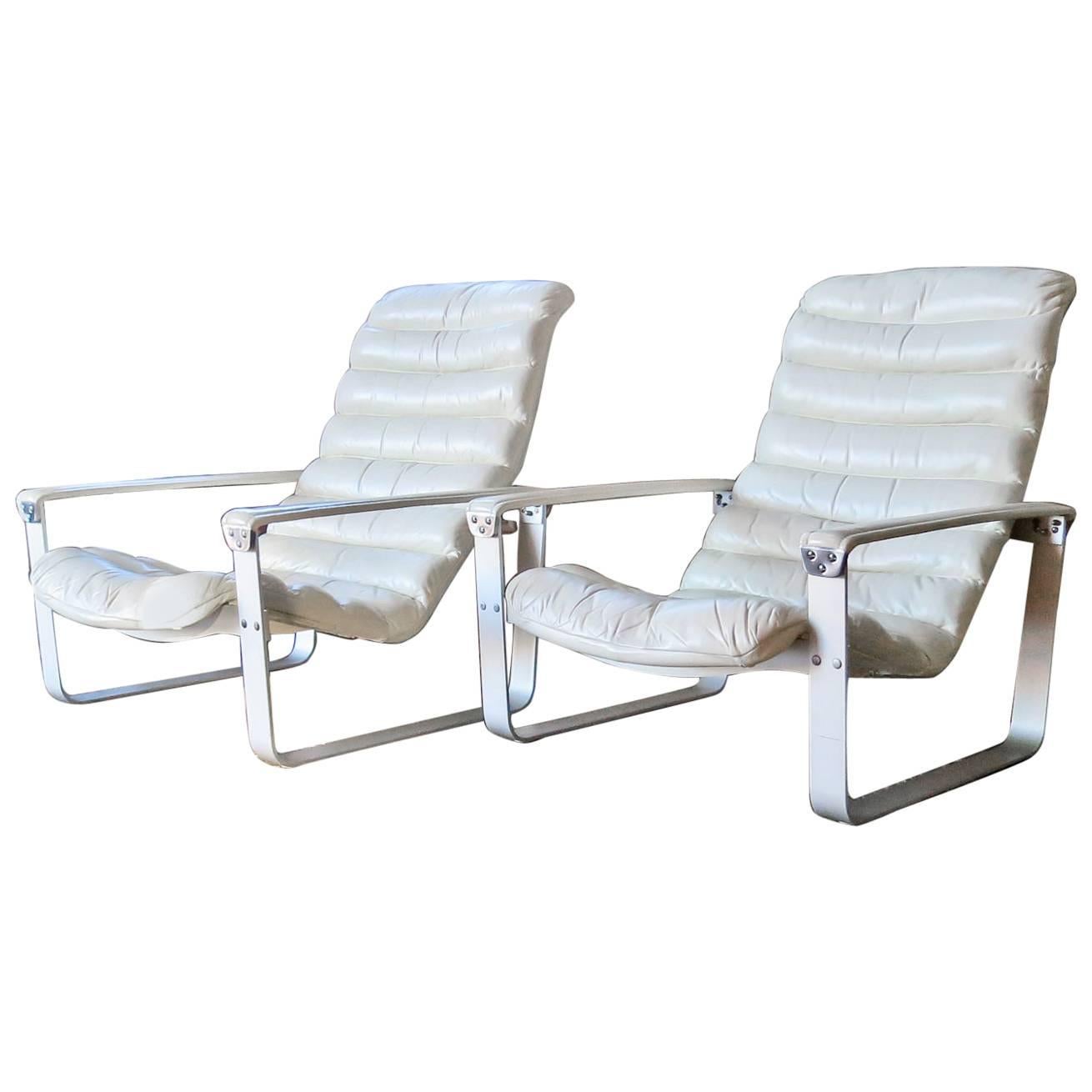 Asko Pulkka Leather Lounge Chairs by Ilmari Lappalainen, Finland, 1960s For Sale