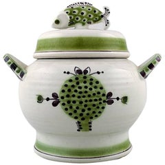 Rare Aluminia Lidded Jar, Lid with Fish on Top