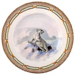 Royal Copenhagen Flora Danica / Fauna Danica Dinner Plate with a Polar Bear