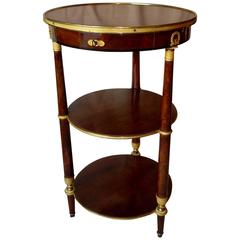 French Parisian Empire Period Round Three-Tier Mahogany Table, circa 1800