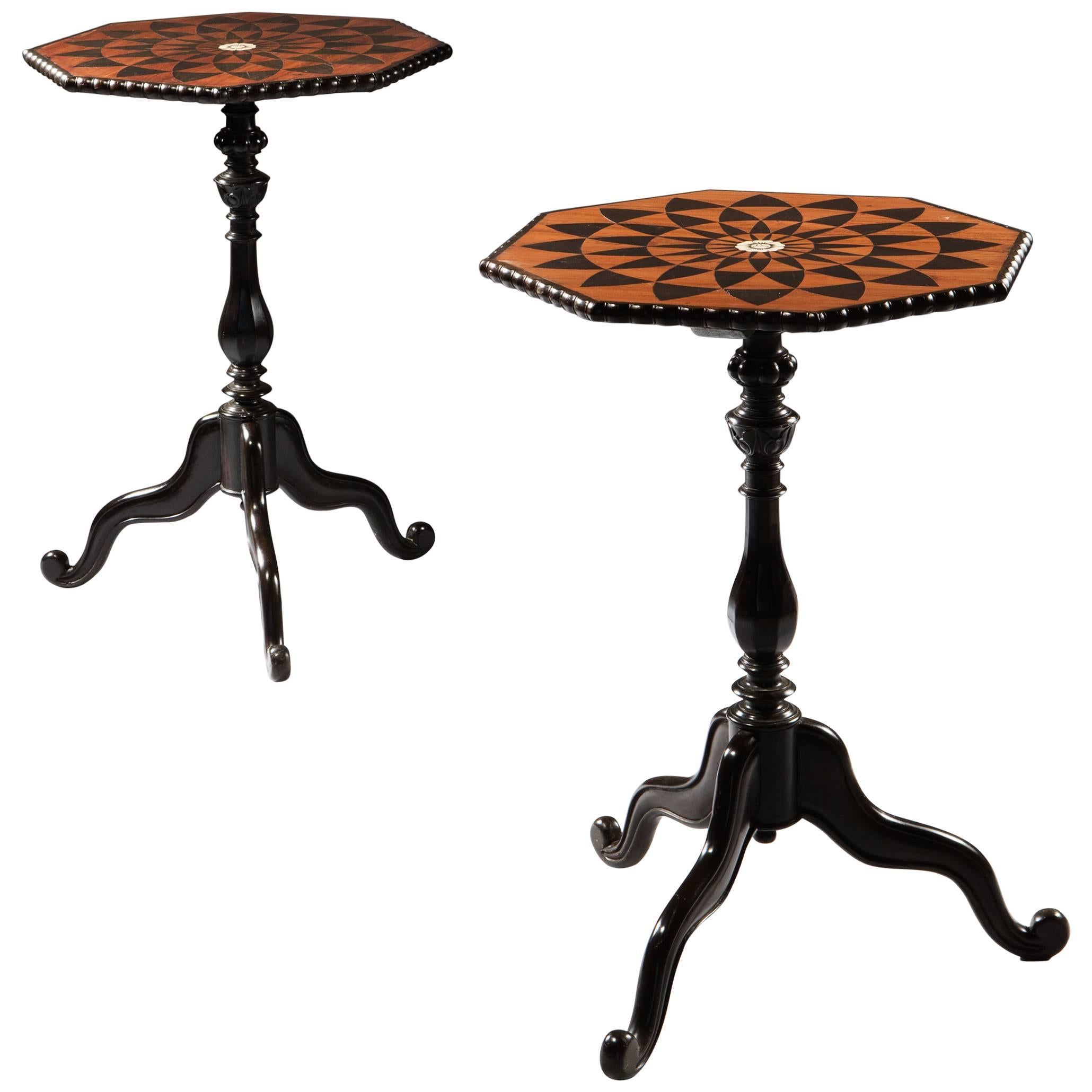 Pair of Anglo-Indian Octagonal Parquetry Tables