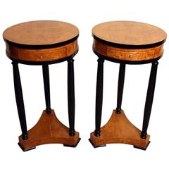 Pair of Art Deco Style Ebonized Maple Occasional Tables