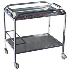 Antique French Chrome Drinks Serving Trolley, circa 1930