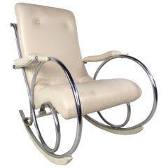 Mid-Century Modern Thonet Style Chrome Frame Rocking Chair