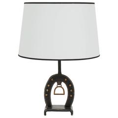 Jacques Adnet Leather Equestrian Table Lamp