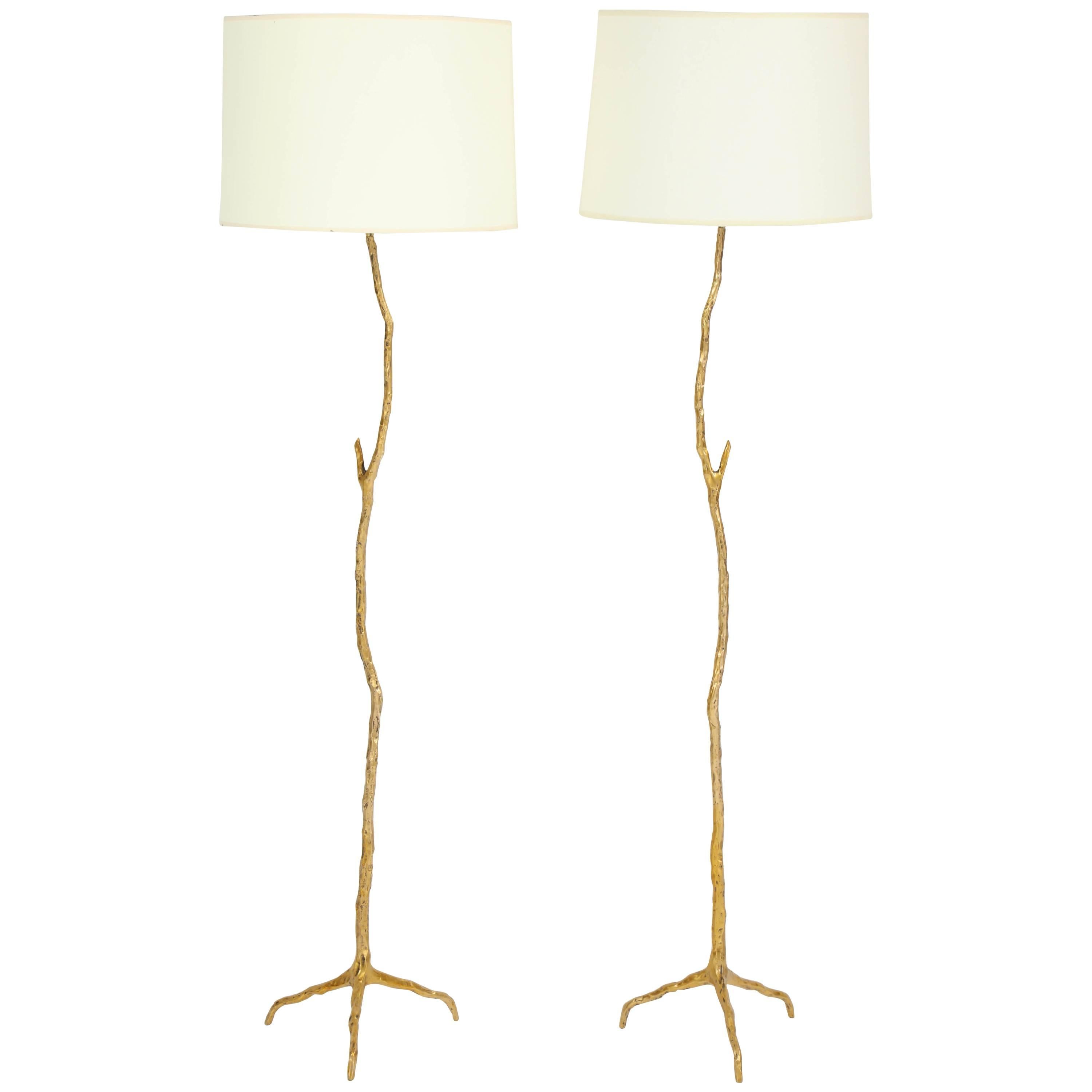 Pair of Bronze Maison Arlus "Twig" Floor Lamps