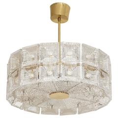 Carl Fagerlund for Orrefors Double Tier Crystal Chandelier