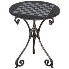 Vintage French Polished Iron Game Table Chess Board Top, circa 1900