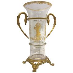 Signed Sevres, Empire Style Ormolu Mounted Crystal Vase, circa 1890