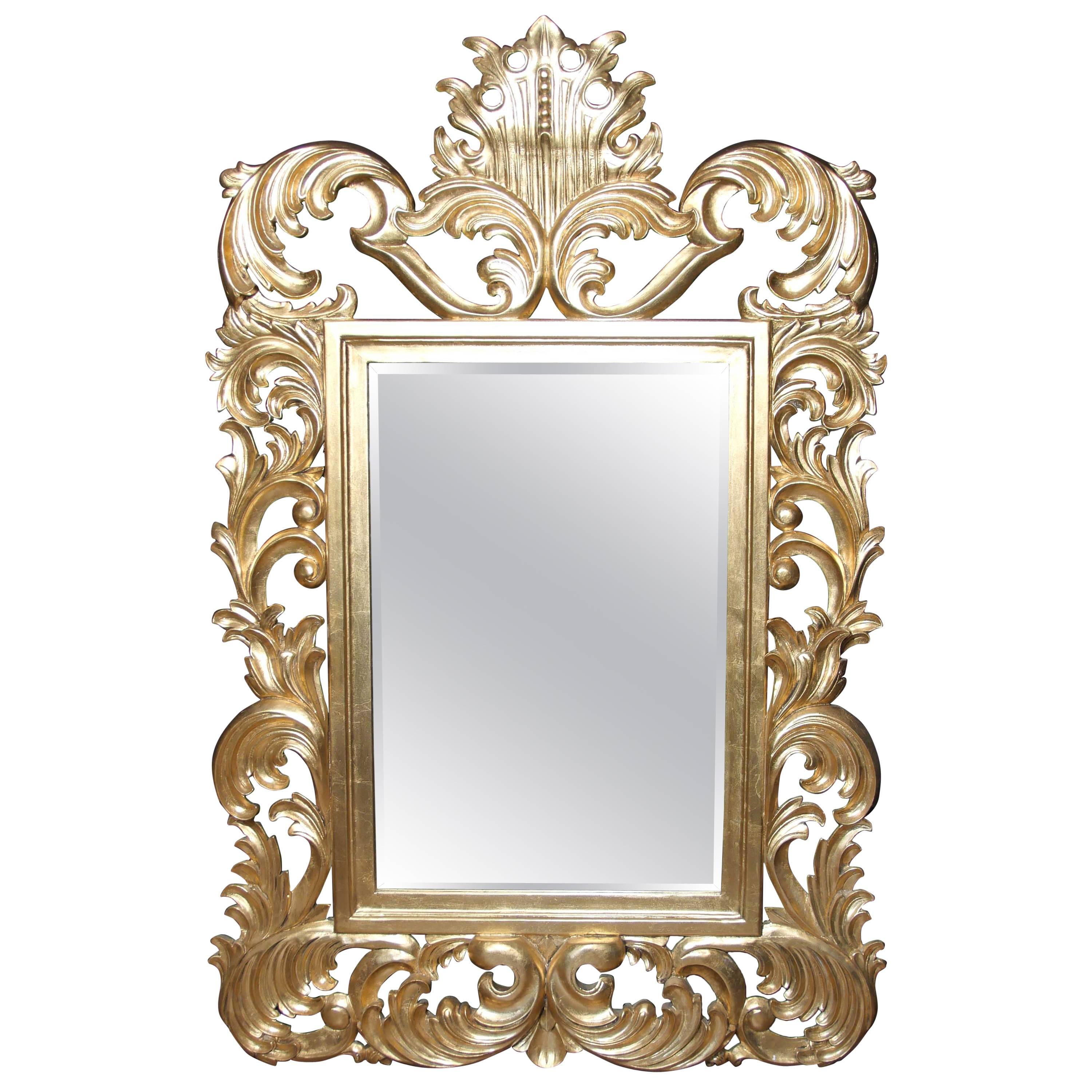 Florid French Rococo Giltwood Pier Mirror Glass For Sale