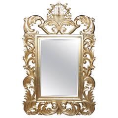 Florid French Rococo Giltwood Pier Mirror Glass