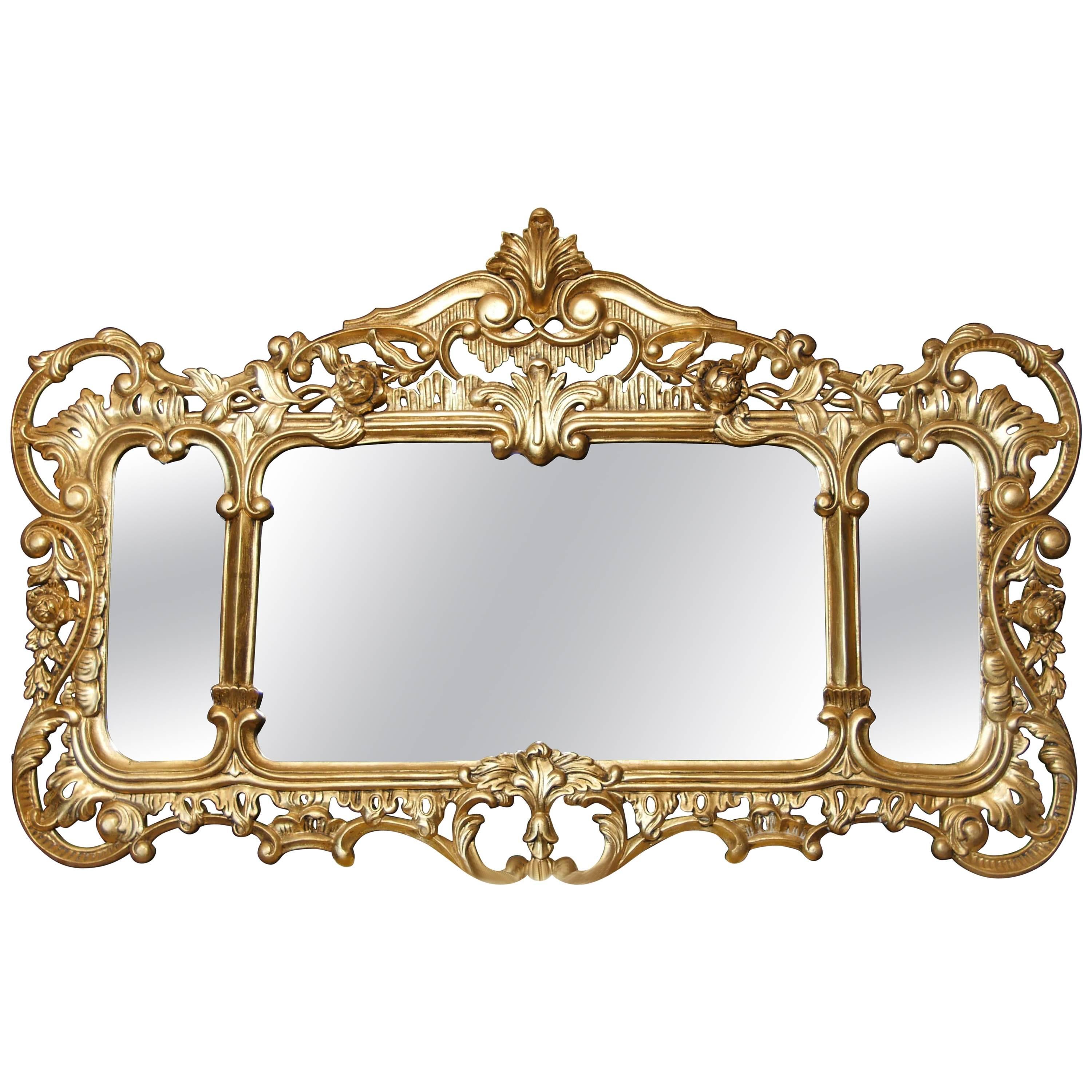 English Chippendale Gilt Mantle Mirror Rococo Landscape Mirrors For Sale