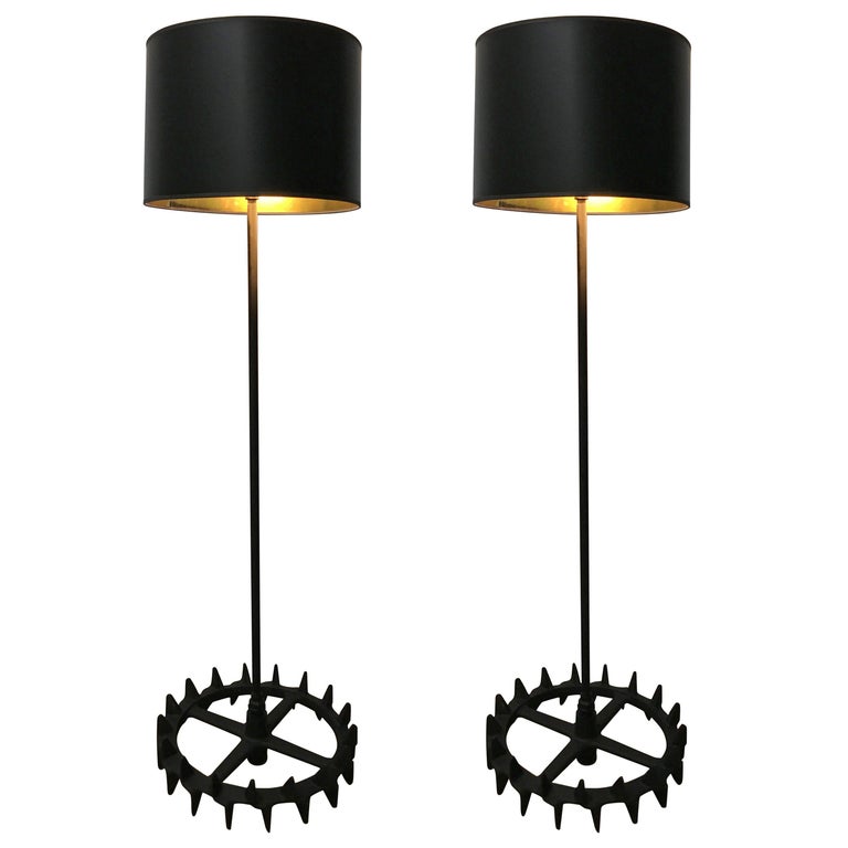 Industrial Iron Gear Floor Lamps, One Of A Kind Floor Lamps