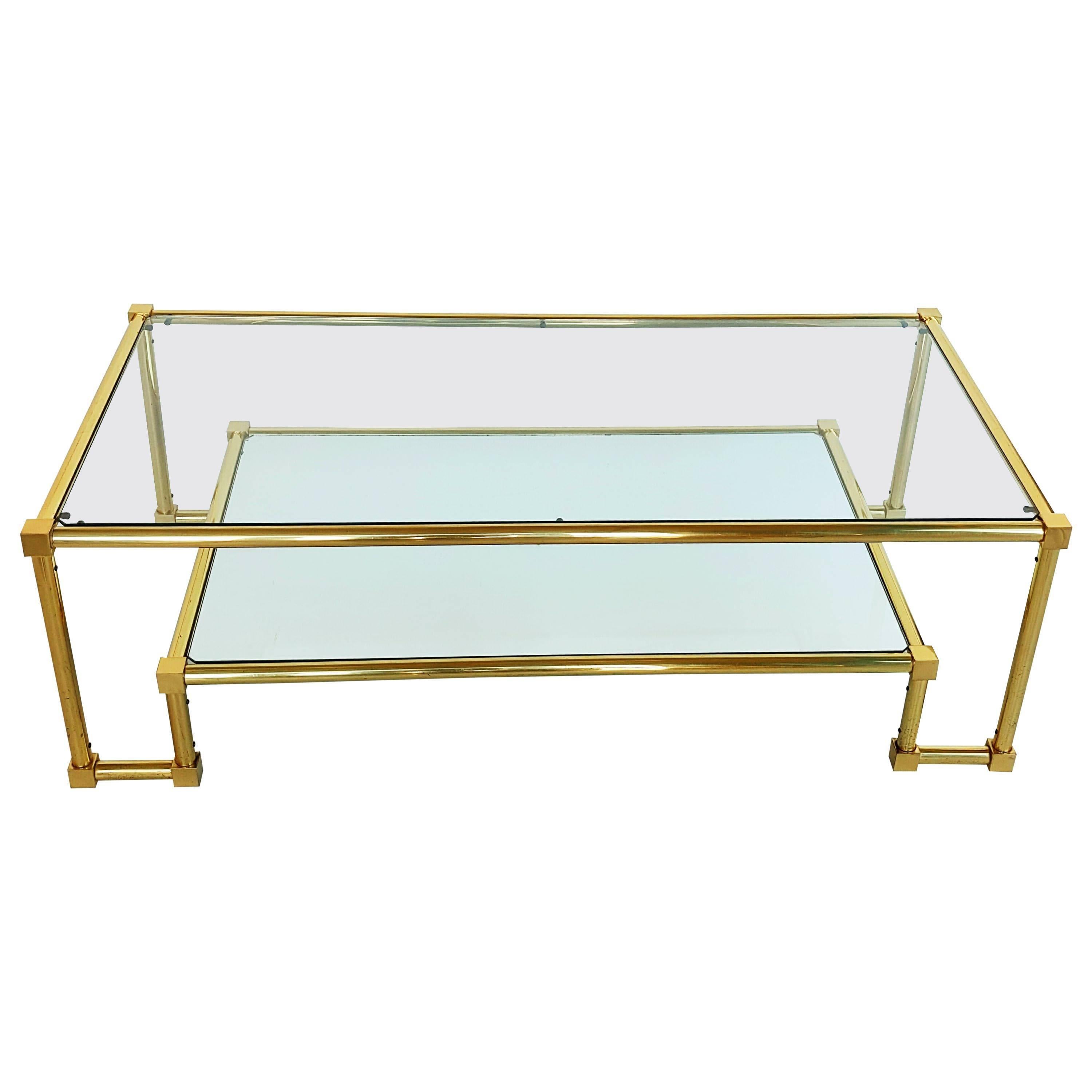 French Brass Coffee Table, 1960s