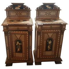Pair of 19th Century Italian Nightstands with Tortoise Foot and Angel Motif 6