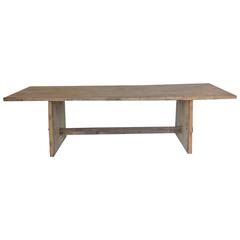 Japanese Naturally Bleached Elmwood Trestle Table