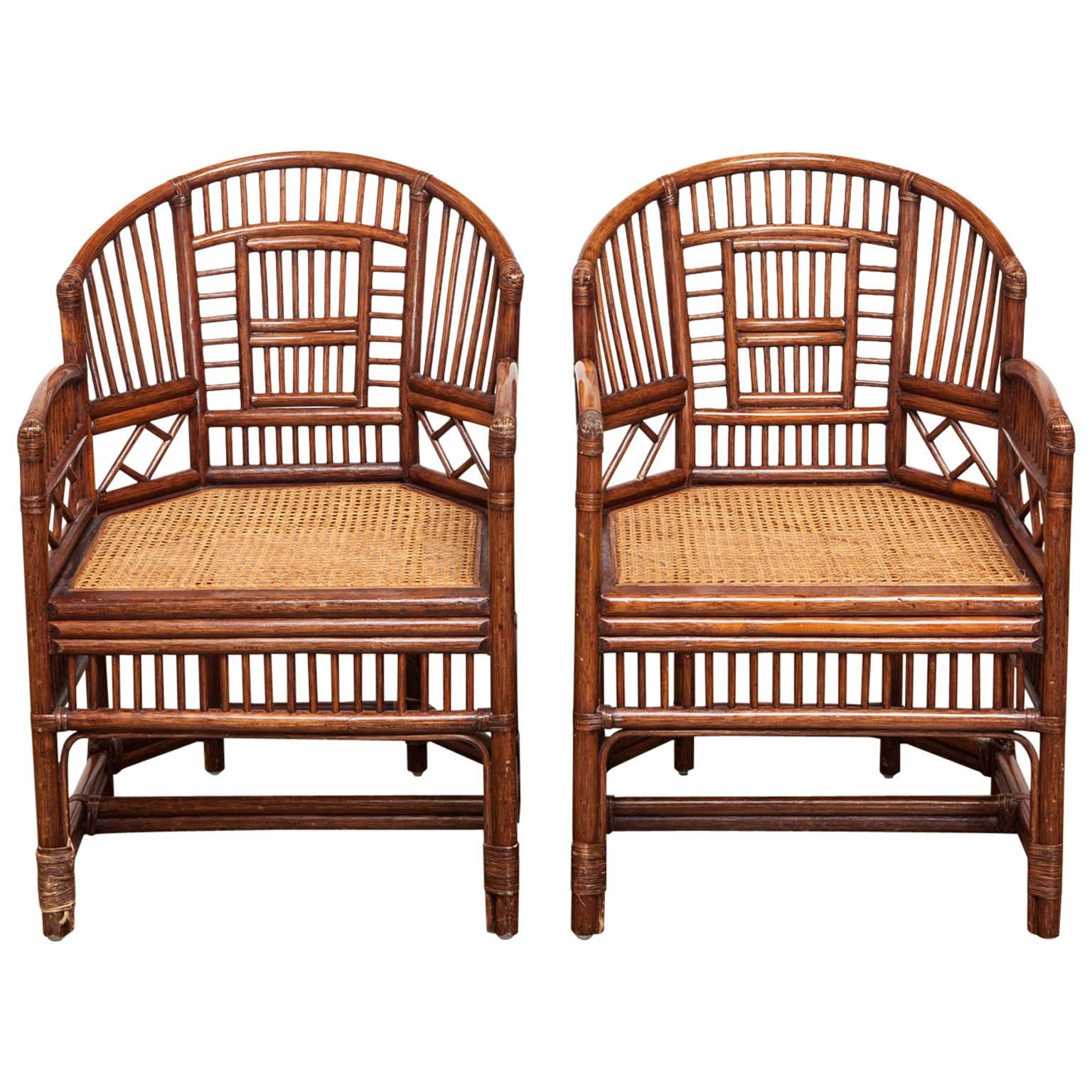 Pair of Brighton Pavilion Bamboo Rattan Armchairs