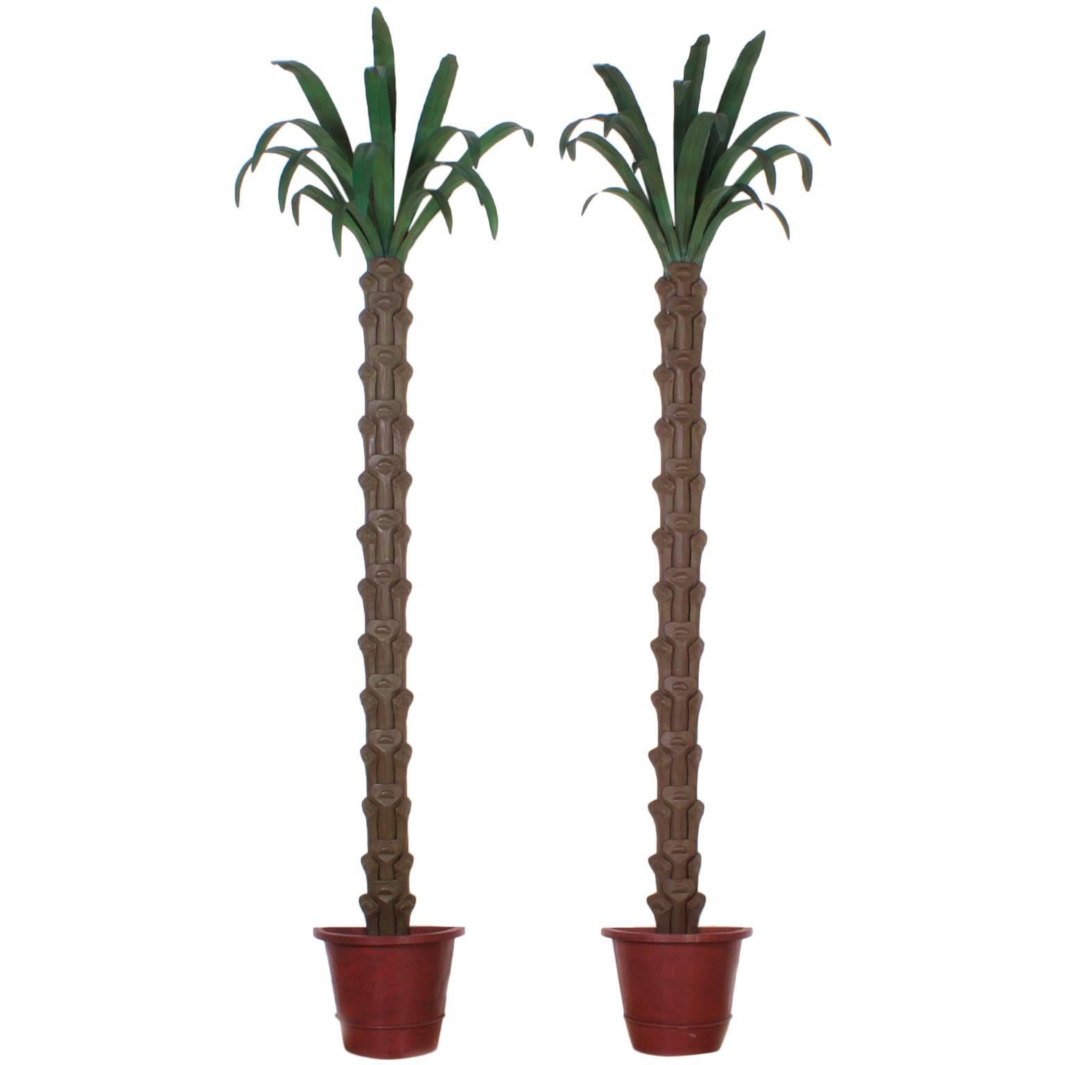Dramatic Pair of Tole Wall-Mounted Palm Trees