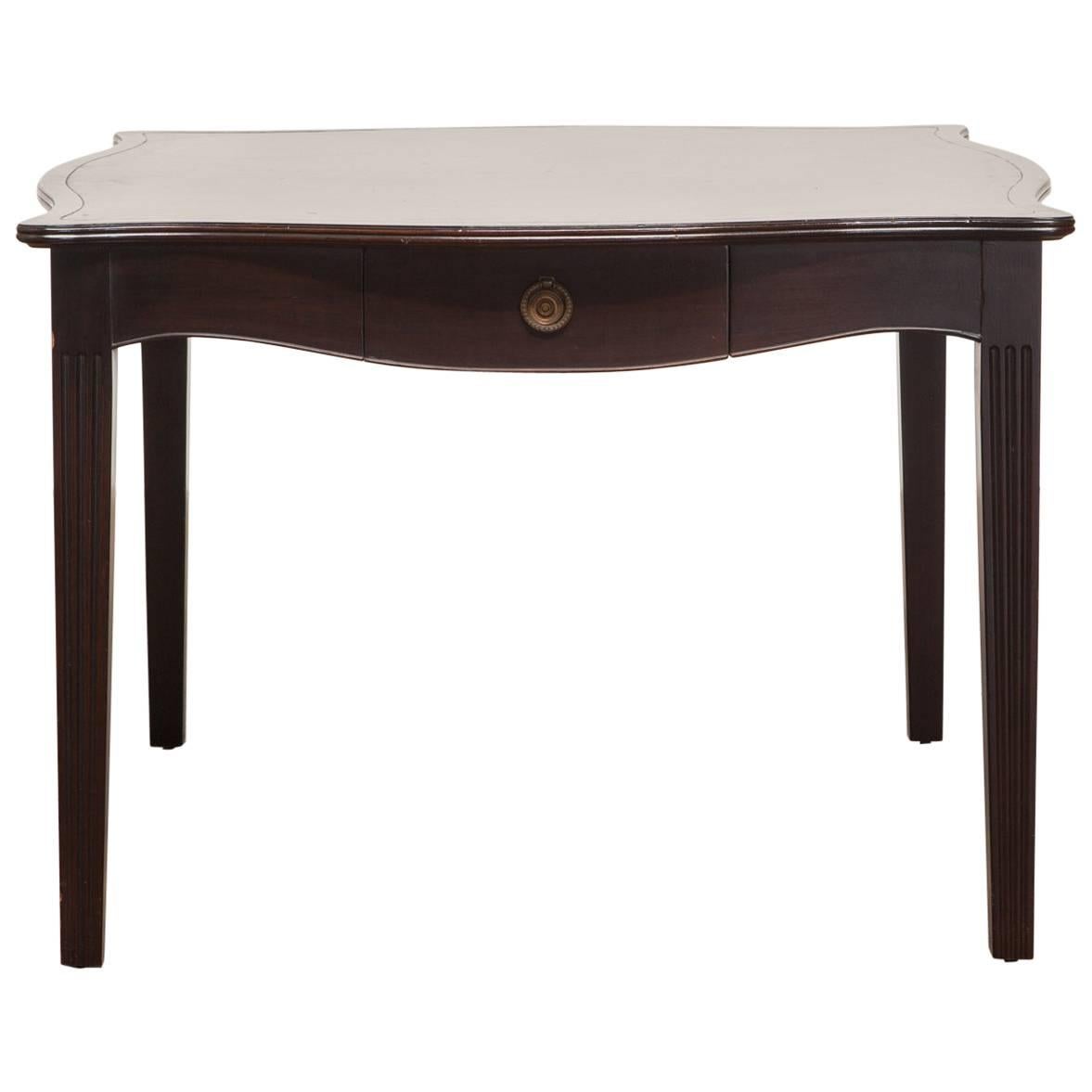 Serpentine Leather Top Occasional Table For Sale