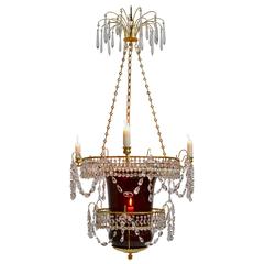 Russian Empire Rubyglass Lantern Chandelier, 19th Century