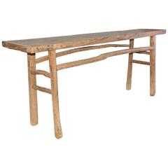 Rustic 19th Century Mulberry Wood Console Table