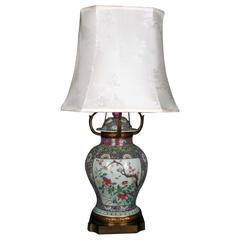 Antique Large Fine Chinese Famille Rose Urn Lamp, circa 1910