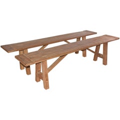 Pair of Rustic Teak Benches