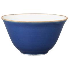 Chinese Porcelain Blue Glaze Conical Small Bowl, 17th Century