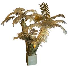 Large Brass Palm Table Lamp