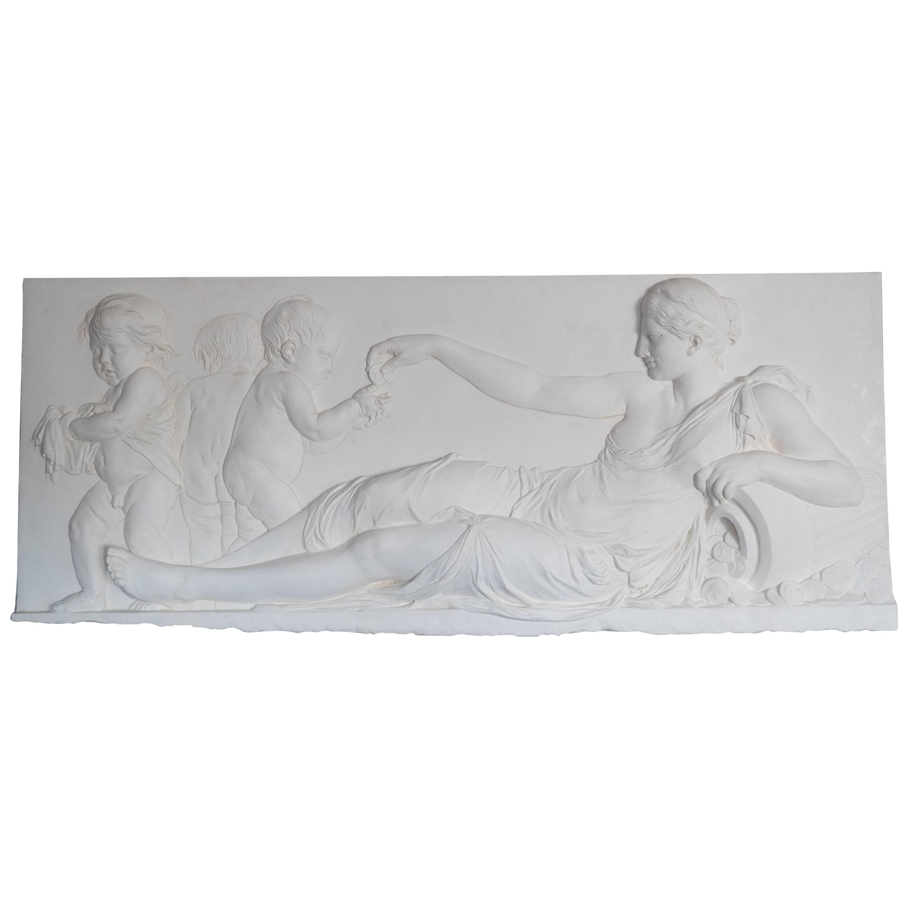 Bas Relief in Plaster "La Charité" after Félix Lecomte For Sale