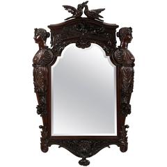 Neoclassical 19th Century Victorian Walnut Mirror