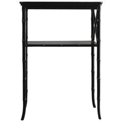 1930s Faux Bamboo Black Lacquer Occasional Table