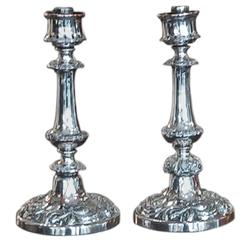Pair of Victorian Silver Plate Candlesticks Pair of Victorian Silver Plate Candlesticks