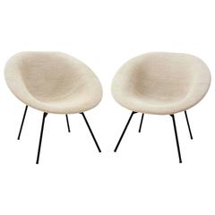 Pair of French Easy Chairs by Claude Vassal for Les Magasins Pilotes, Late 1950s