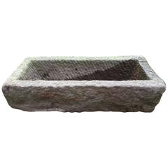 Old Japanese 19th Century Hand carved Rectangular Stone Planter 2