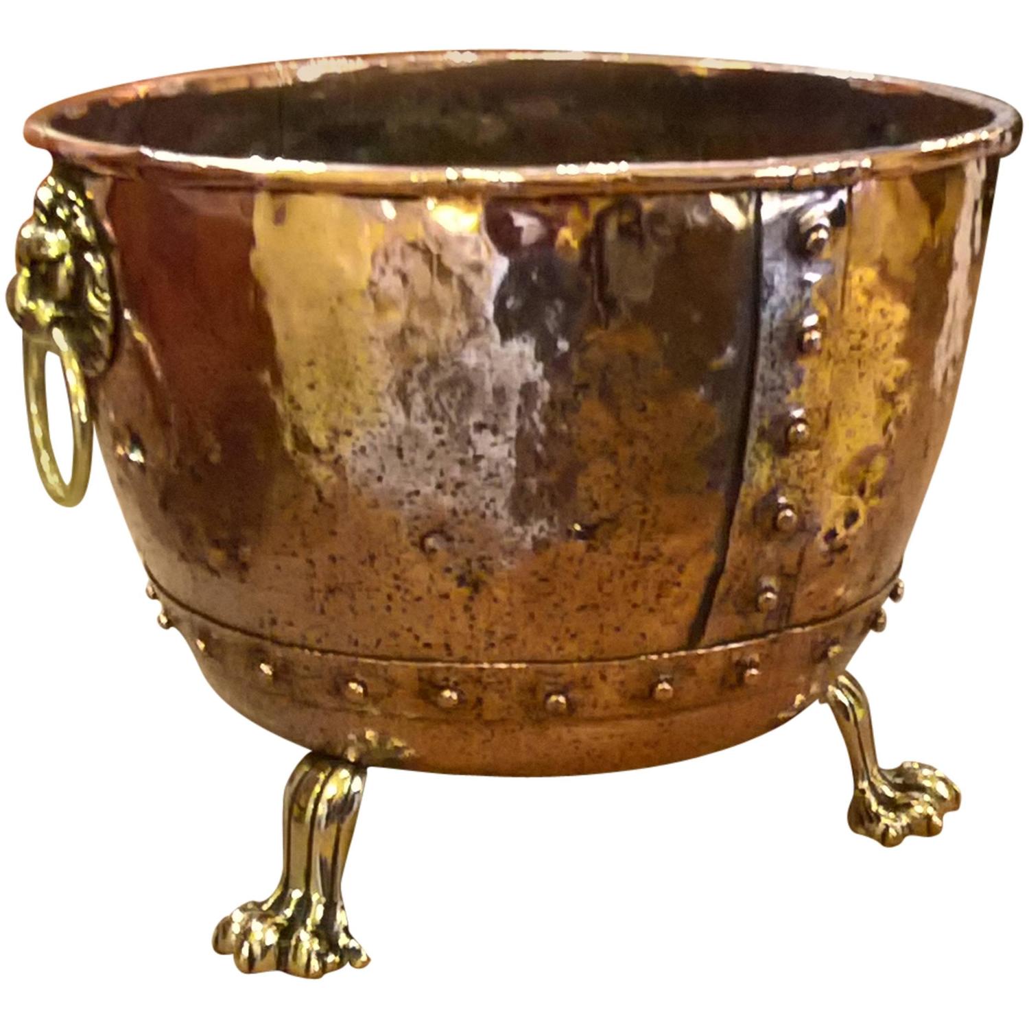 Large Victorian Copper Log Bucket For Sale at 1stdibs