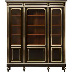 Antique French Ebonized Louis XVI Style Bookcase, circa 1900 6