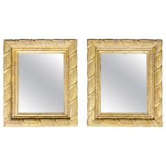 Pair of Rope Twist Giltwood Neoclassical Mirrors