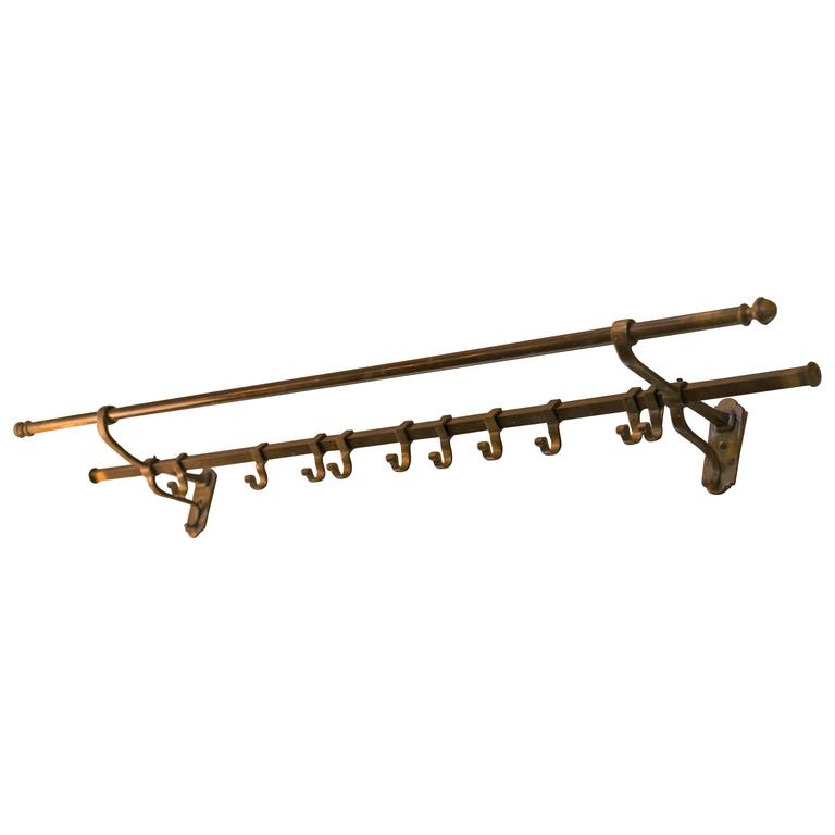 Antique Brass Luggage Rack with Hooks at 1stdibs