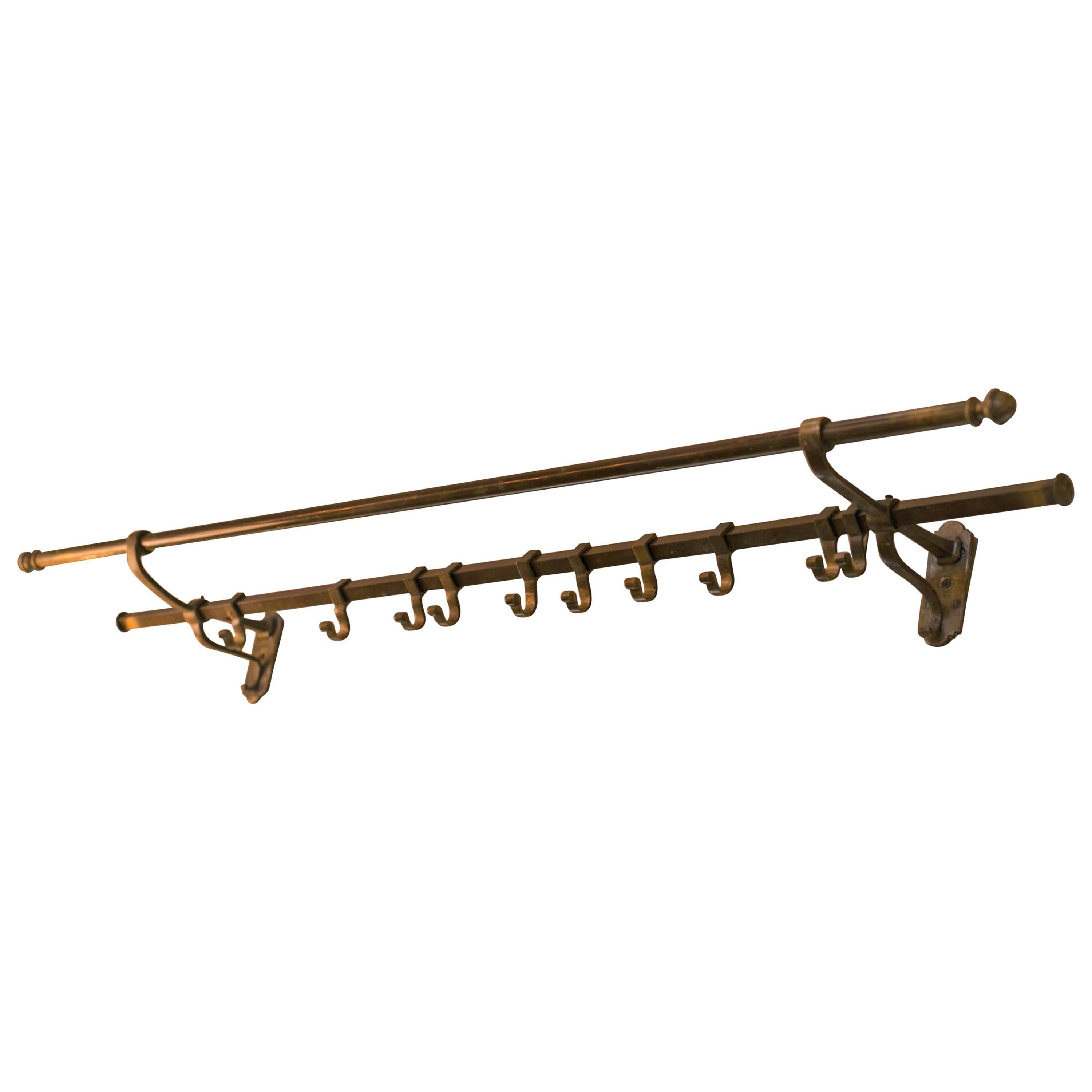 Antique Brass Luggage Rack with Hooks