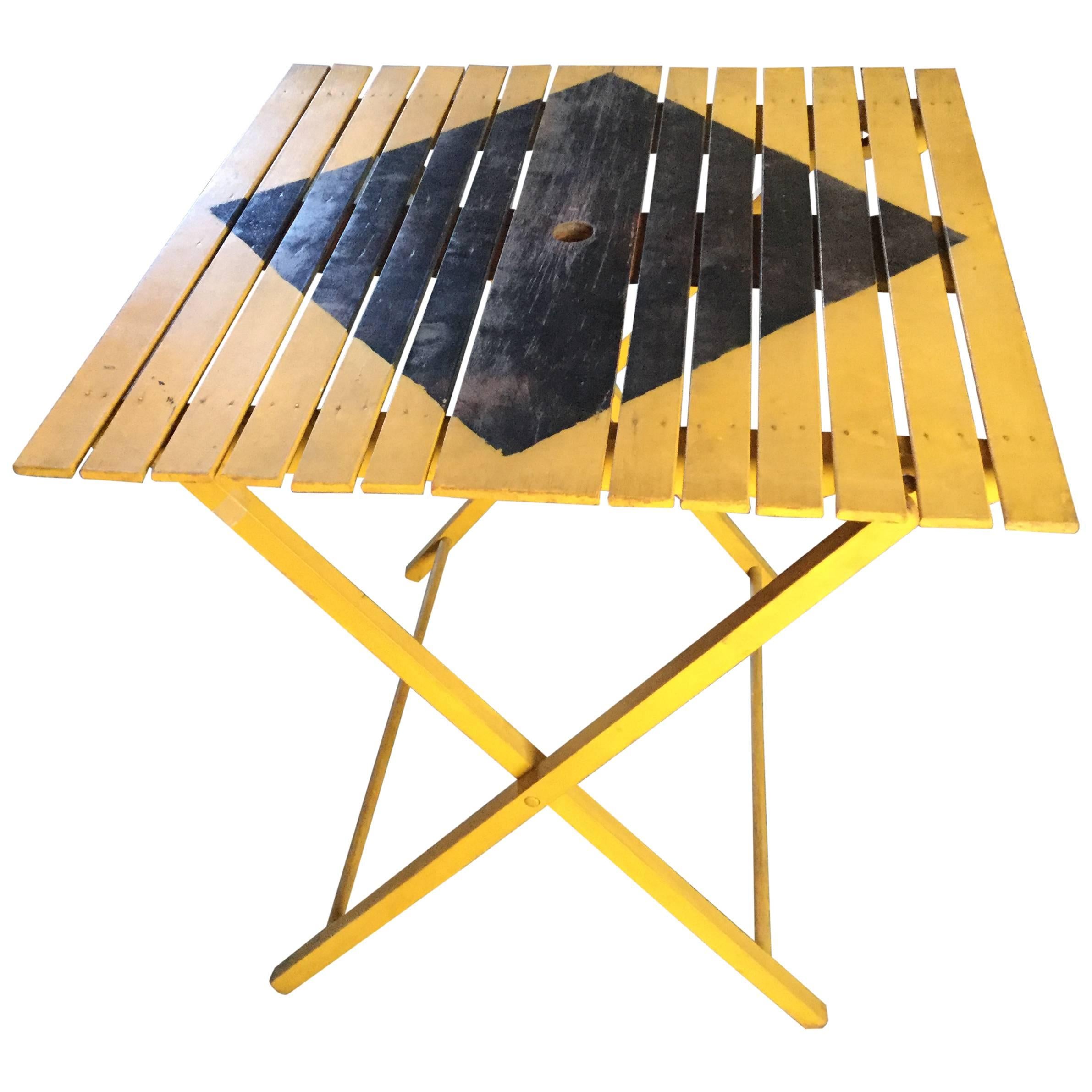 Yellow and Black Caution Sign Folding Table For Sale