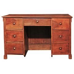 Antique Oak Desk with Seven Drawers