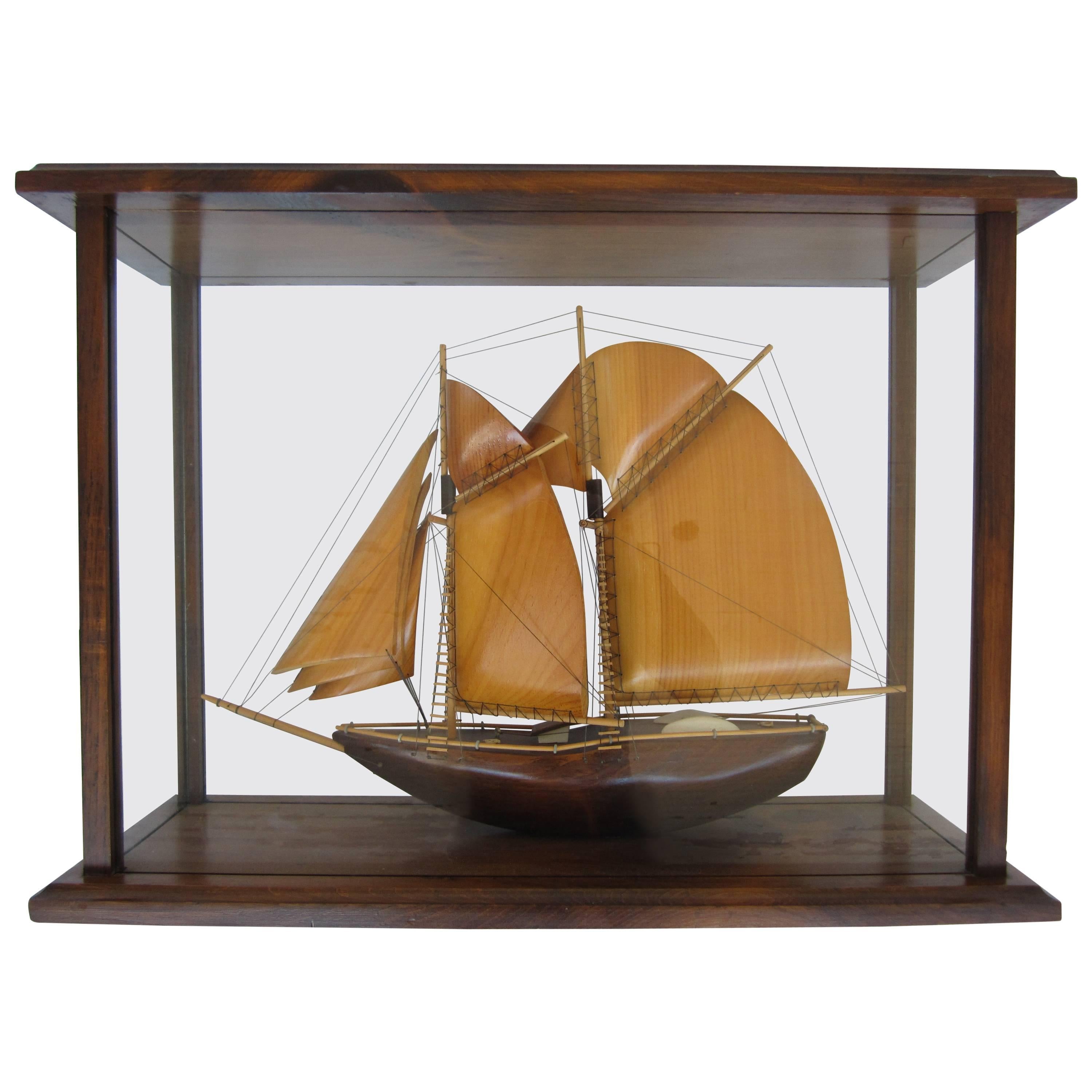 Chinese Ship in a Glass Showcase