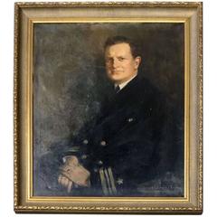 Large Howard Chandler Christy Oil on Canvas Portrait of Naval Officer, 1941